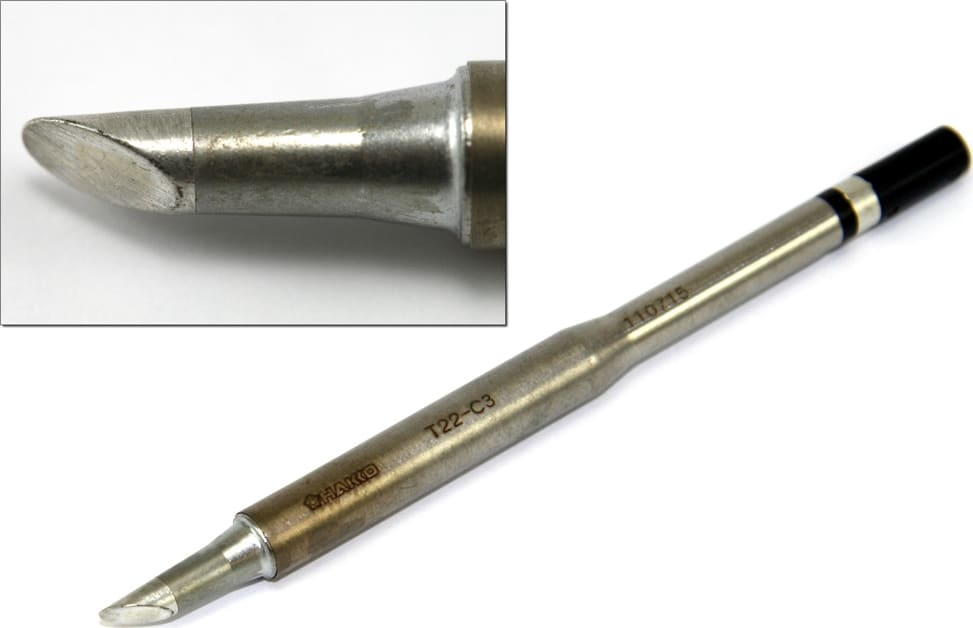 Hakko T22-C3 - T22 Series Soldering Tip, Bevel, 3mm/60° x 17mm