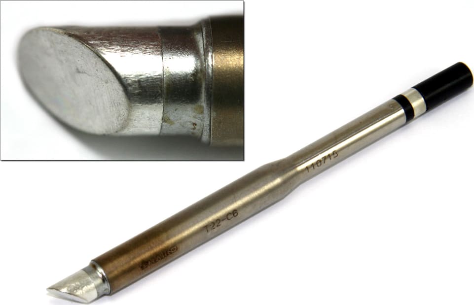 Hakko T22-C6 - T22 Series Soldering Tip, Bevel, 6mm/45° x 10mm
