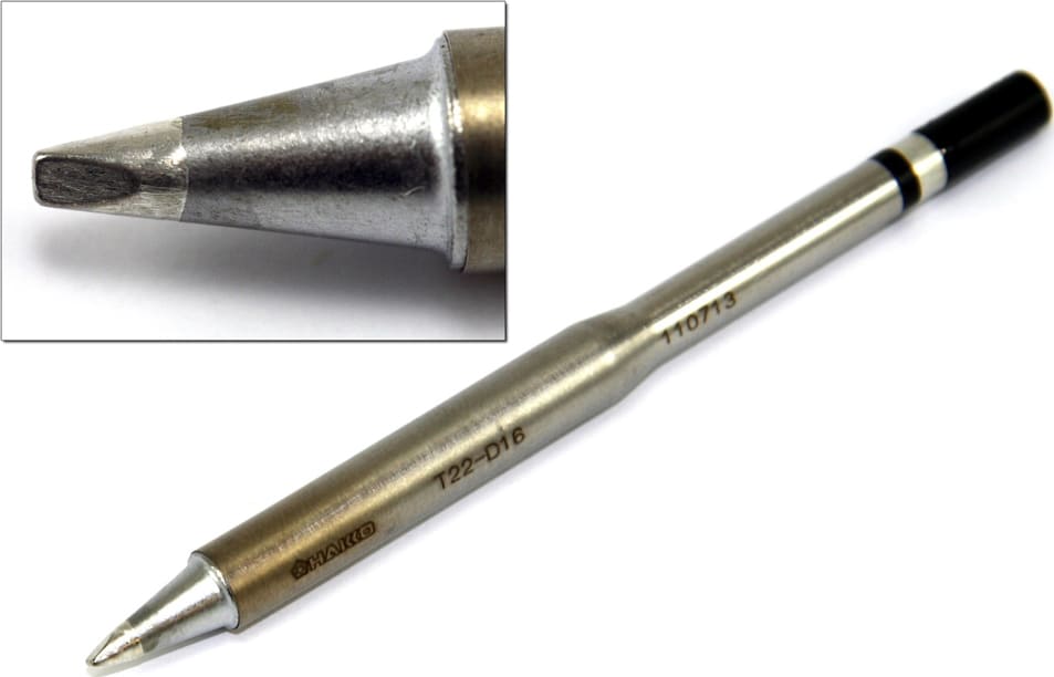Hakko T22-D16 - T22 Series Soldering Tip, Chisel, 1.6 x 12mm