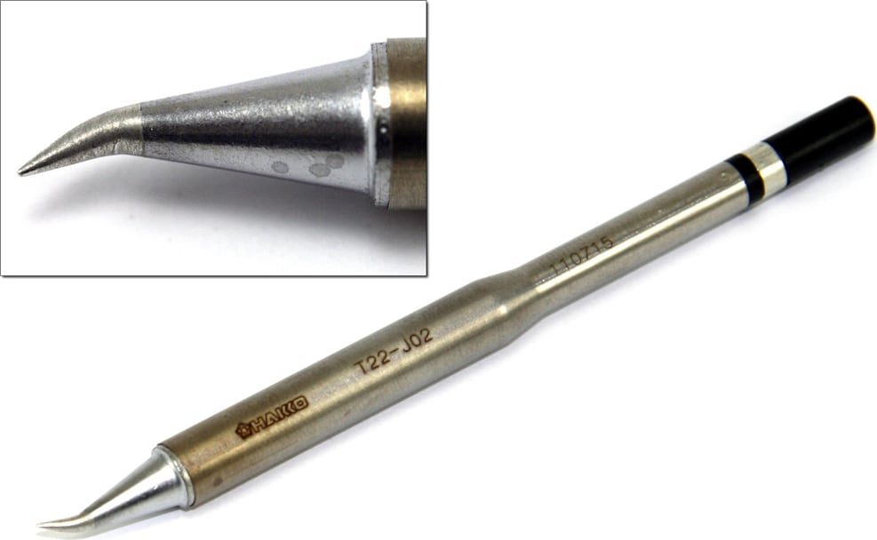 Hakko T22-J02 - T22 Series Soldering Tip, Bent Conical, R0.2mm/30° x 4mm x 11mm