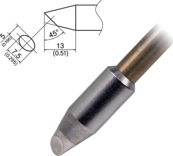 Hakko T37-BC5075 - Tip, Bevel, 5 x 7.5 mm