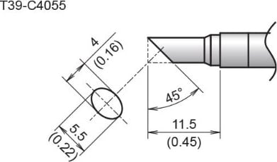 Hakko T39-C4055 - Bevel Tip, 4mm/45 Degrees x 11.5mm