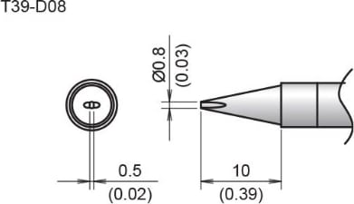 Hakko T39-D08 - Chisel Tip, 0.8 x 10mm