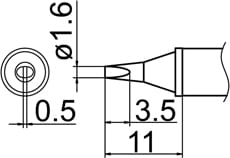 Hakko T12-WD16 Shape-1.6D Heavy Duty Tip