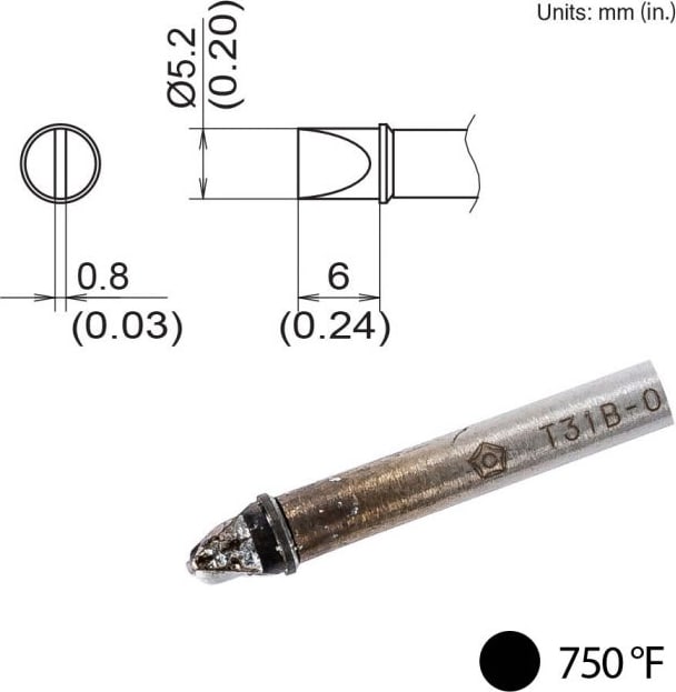 Hakko T31B-02D52 - Chisel Tip, 5.2mm x 6mm, 400°C/750°F