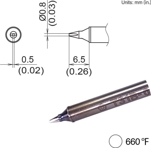 Hakko T31B-03D08 - Chisel Tip, 0.8mm x 6.5mm, 350°C/660°F