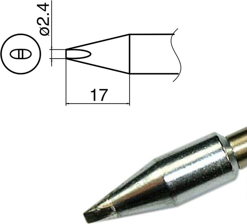 Hakko T33-D24 - T33 Standard Series Soldering Tip, 2.4 x 17mm, Chisel