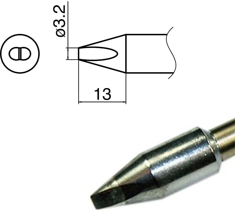 Hakko T33-D32 - T33 Standard Series Soldering Tip, 3.2 x 13mm, Chisel