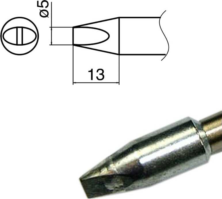 Hakko T33-D5 - T33 Standard Series Soldering Tip, 5 x 13mm, Chisel