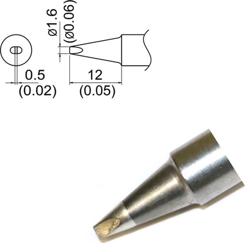 Hakko T33-SSD16 - T33 Slim Series Soldering Tip, 1.6 x 12mm, Chisel