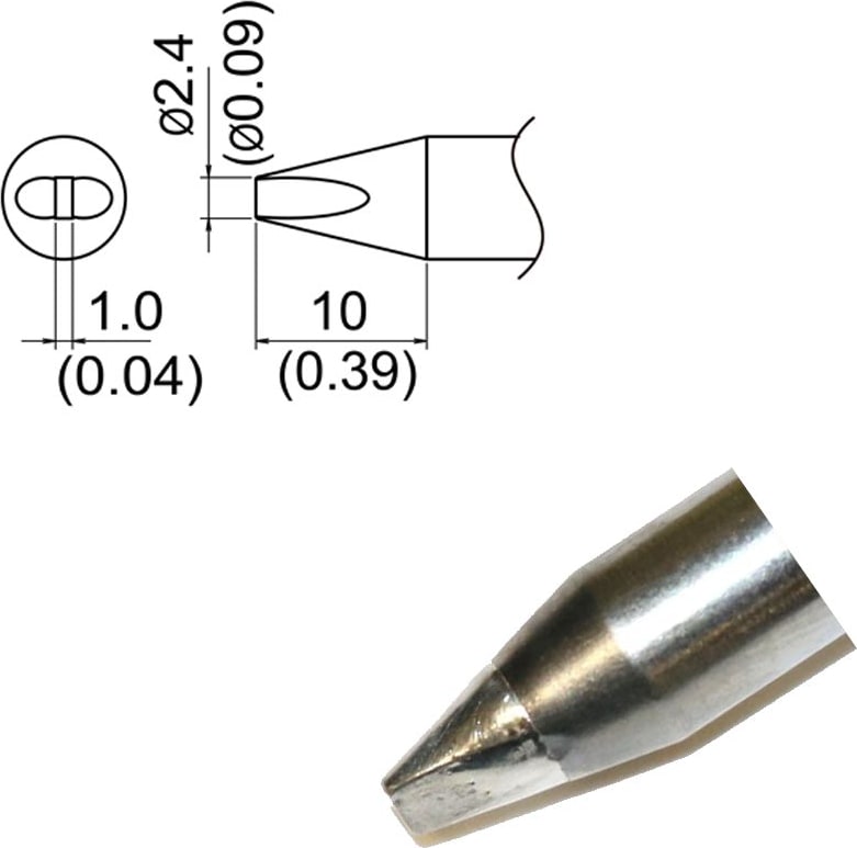 Hakko T33-SSD24 - T33 Slim Series Soldering Tip, 2.4 x 10mm, Chisel