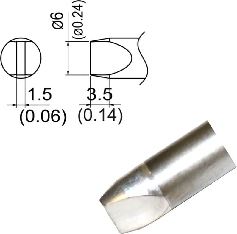 Hakko T33-SSD6 - T33 Slim Series Soldering Tip, 6 x 3.5mm, Chisel