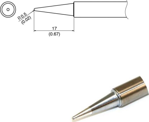 Hakko T34-B - T34 Series Soldering Tip, Conical, 0.5R x 17mm