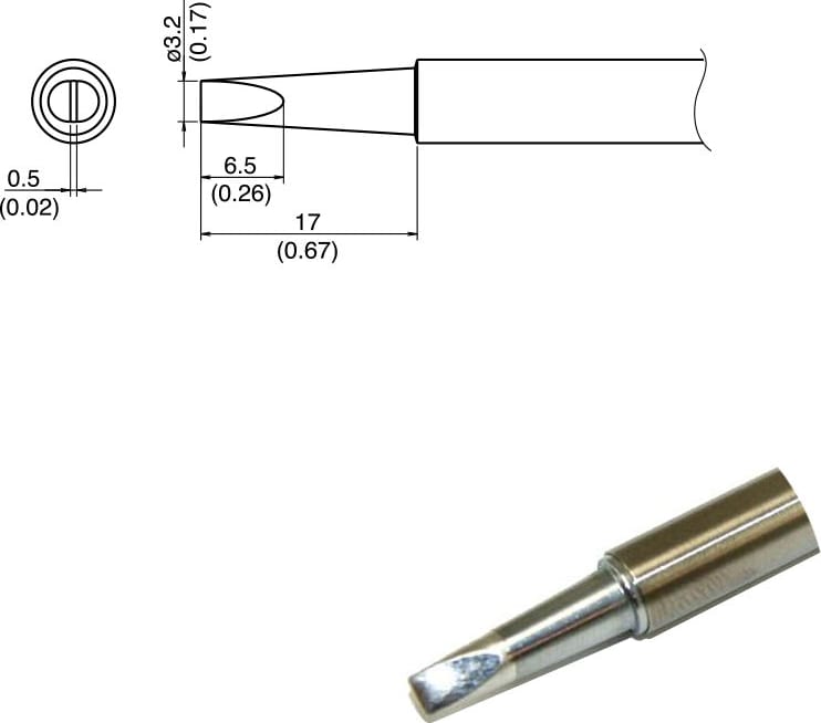 Hakko T34-D32 - T34 Series Soldering Tip, Chisel, 3.2MM x 0.5mm x 17mm