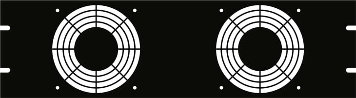 Hammond PPGP191202BK1 Punched 19' 3U Grill Panel/2 Holes - Steel/Black