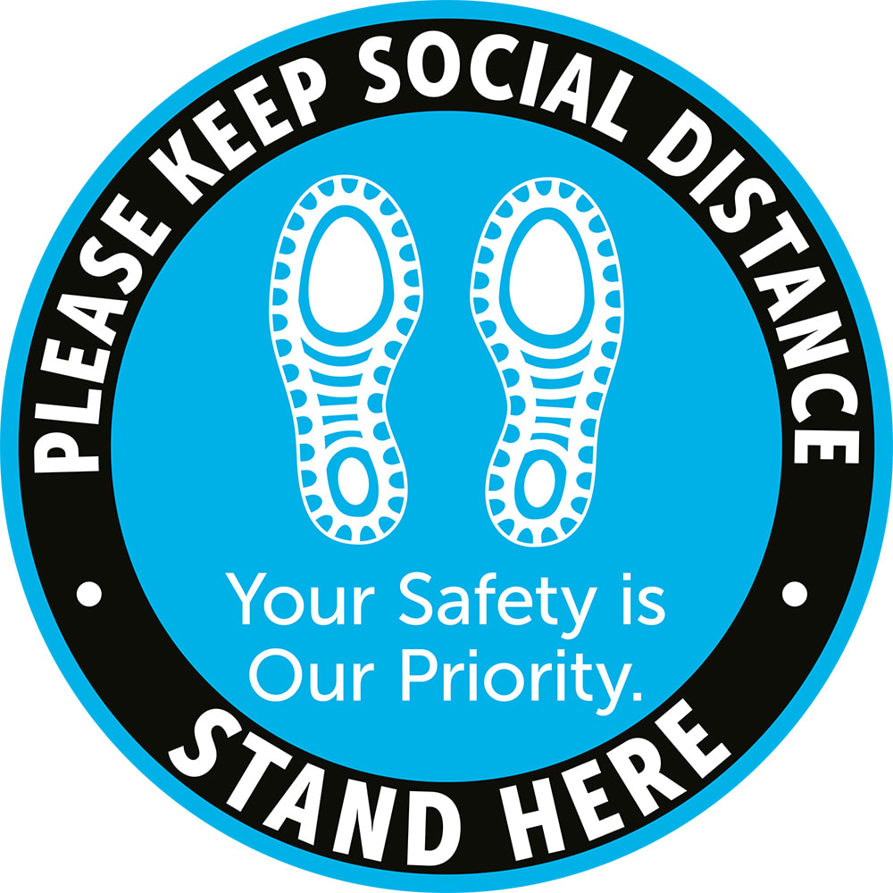 Social Distancing Graphics - Indoor Multi-Surface Floor Sticker, 17' Circle (Keep Social Distance - Stand Here)