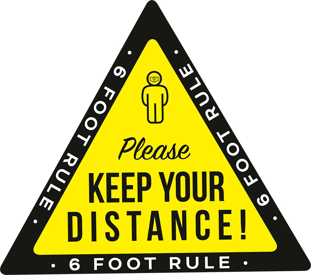 Social Distancing Indoor Multi-Surface Floor Sticker, 24.5' x 21.5' Triangle (Keep Your Distance!)