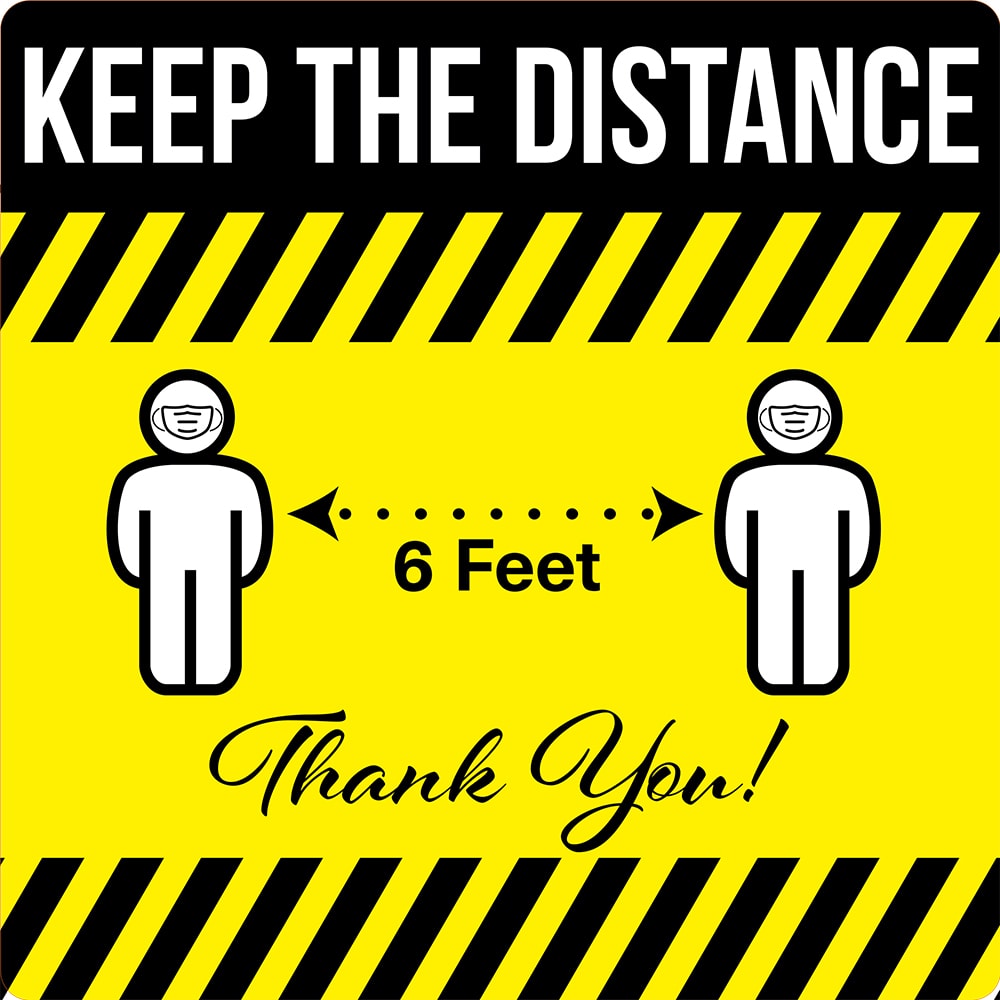 Social Distancing Indoor Multi-Surface Floor Sticker, 17'x 17' Square (Keep the Distance!)