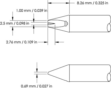 Metcal HCV-8VG0025S - HCV, Cartridge, Chisel, V-groove, 40 Degree, 2.5mm