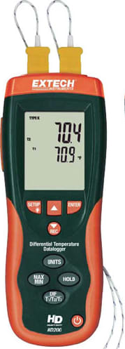 Extech HD200-NIST Differential Thermometer Datalogger & IR Thermometer with NIST
