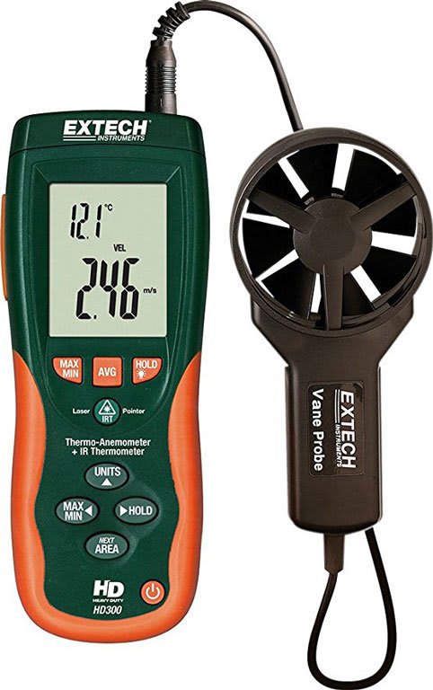 Extech HD300-NIST Anemometer / Air Flow - Type (anemometer): Vane, Measurement (anemometer): Ft/Min, Air Velocity Max: 5900 ft/min