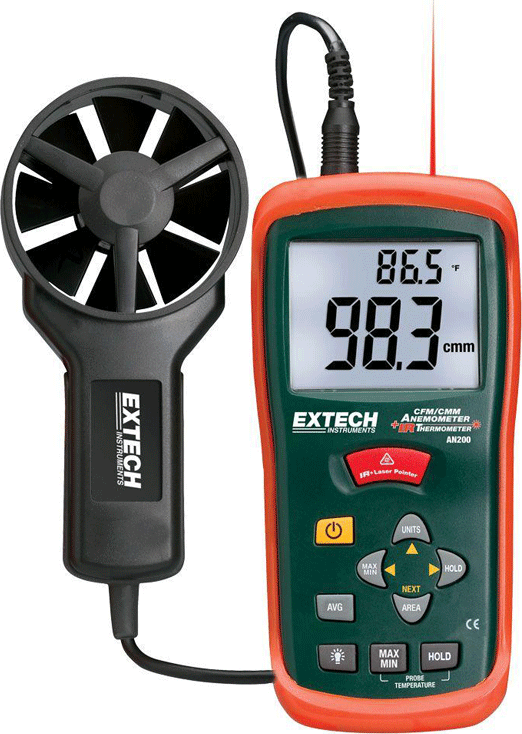 Extech HD300-NISTL Anemometer / Air Flow - Type (anemometer): Vane, Measurement (anemometer): Ft/Min, Air Velocity Max: 5900 ft/min