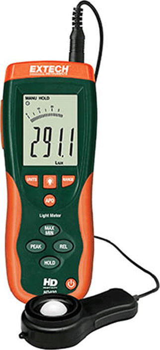 Extech HD400 Light Meters / Illuminance Meters - Minimum Illuminance: 0 Lux (Lx), Max Illuminance: 400000 Lux (Lx), Peak Hold: Yes