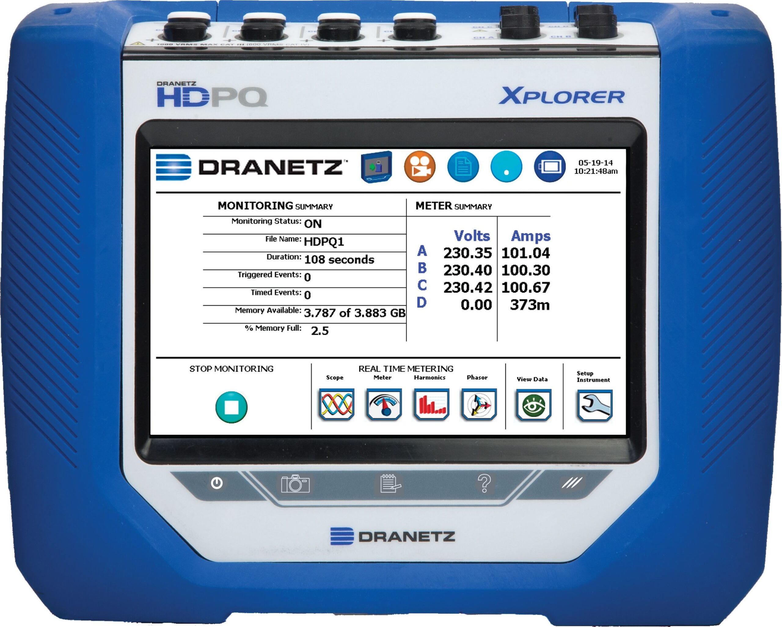 Dranetz HDPQ-XAMFLEX3PKG HDPQ Xplorer 3-Phase Power Quality Analyzer - 300A Flex Package