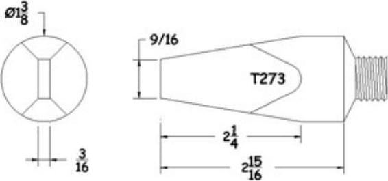 Hexacon T273 - Copper Semi-Chisel Soldering Tip, 1-3/8', Used w/SI-350