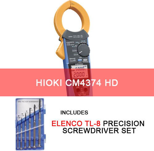 Hioki CM4374 HD CM4374 AC/DC Clamp Meter 2000A with Bluetooth plus Elenco TL-8 Screwdriver Set