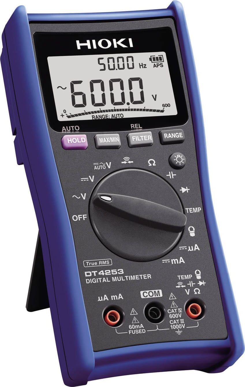 Hioki DT4253 Standard Digital Multimeter with Temperature and Clamp Current Testing for HVAC Applications