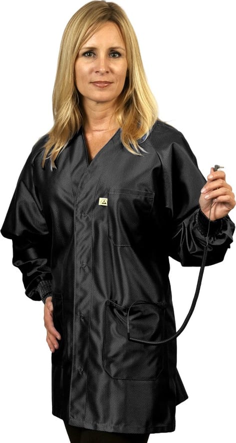 Tech Wear HOJ-93C-S - Jacket w/Cuffs, Hip Length, OFX-100, Hallmark Style, Black, Small, 32'