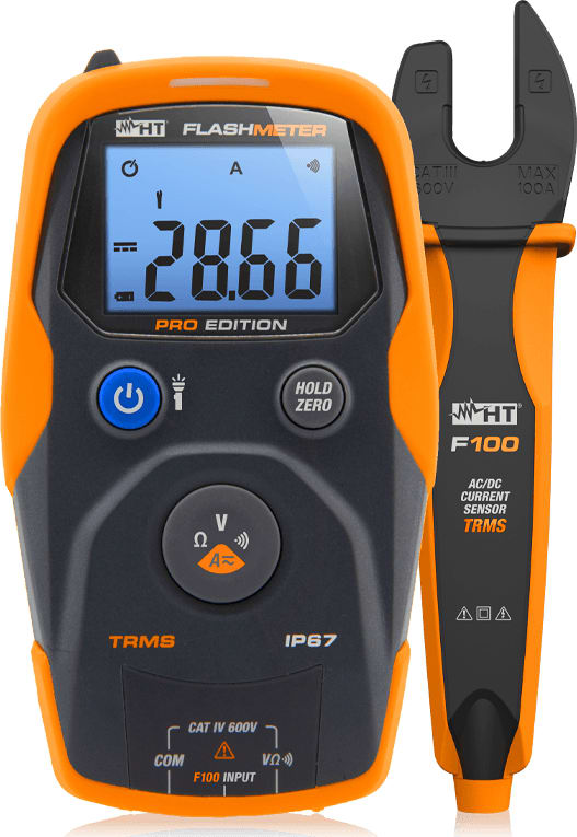 HT Instruments FLASHMETERPRO - TRMS Digital Multimeter (600V) with F100 Fork Clamp