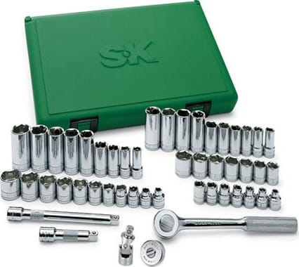 Ideal 94549-I Chrome Socket Set 3/8 inch drive Fractional and Metric 6-Point 49 Pieces