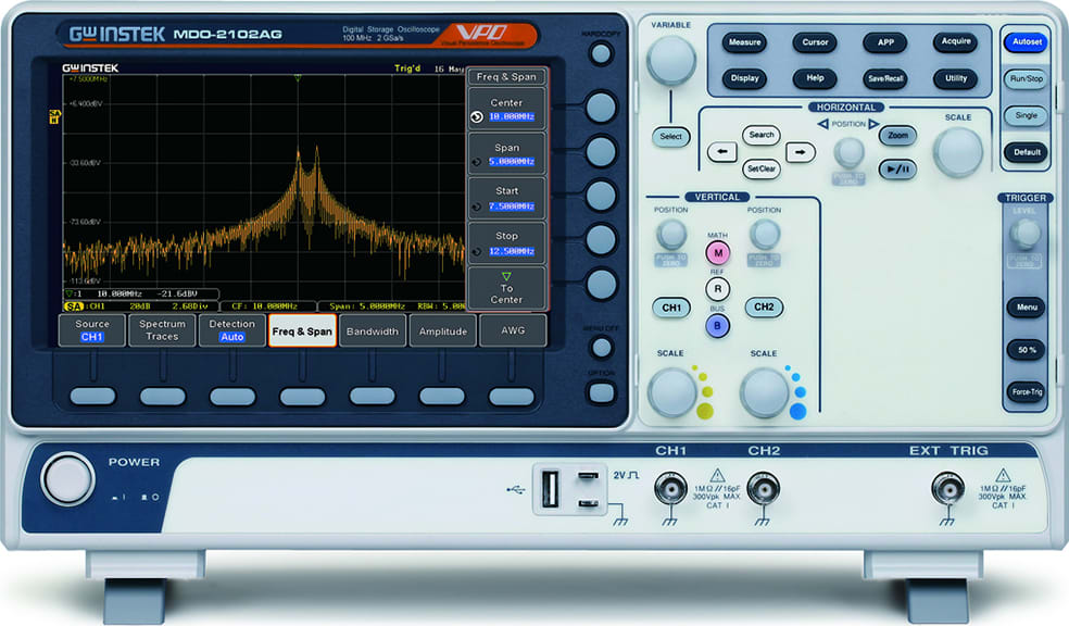 Instek MDO-2202A - 200 MHz/ 2 Ch Oscilloscope with Spectrum Analyzer