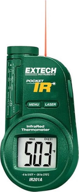 Extech IR201A IR Infrared Thermometers - IR Temperature Max: 518 F, IR Temperature Min: -4 F, Field View Ratio (Spot Ratio): 6:1