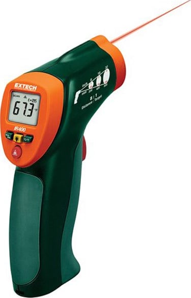 Extech IR400 IR Infrared Thermometers - IR Temperature Max: 630 F, IR Temperature Min: -4 F, Field View Ratio (Spot Ratio): 8:1