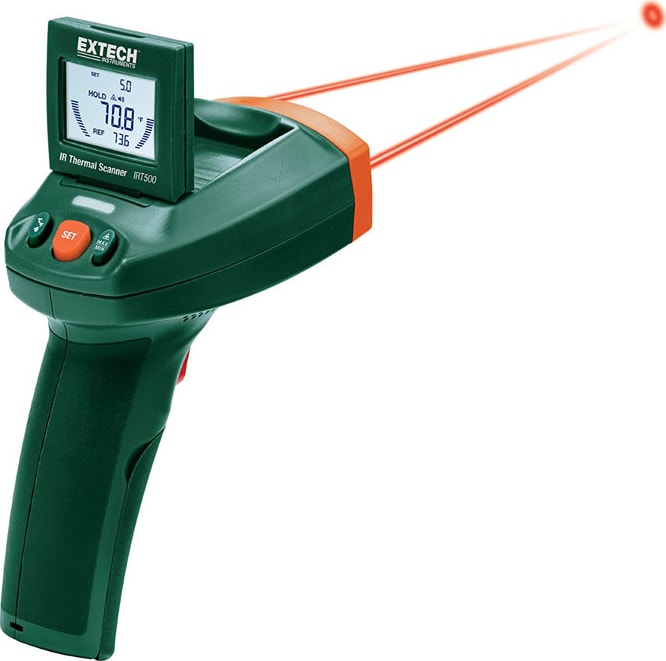 Extech IRT500 IR Infrared Thermometers - IR Temperature Max: 500 F, IR Temperature Min: -22 F, Field View Ratio (Spot Ratio): 20:1