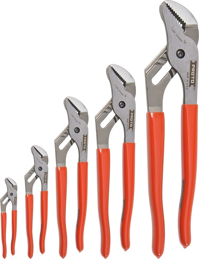 Proto J260XLS - Groove Joint Pliers, Xl Series, Flush Fastener Design, Self-Gripping Pipe, 5 Pieces