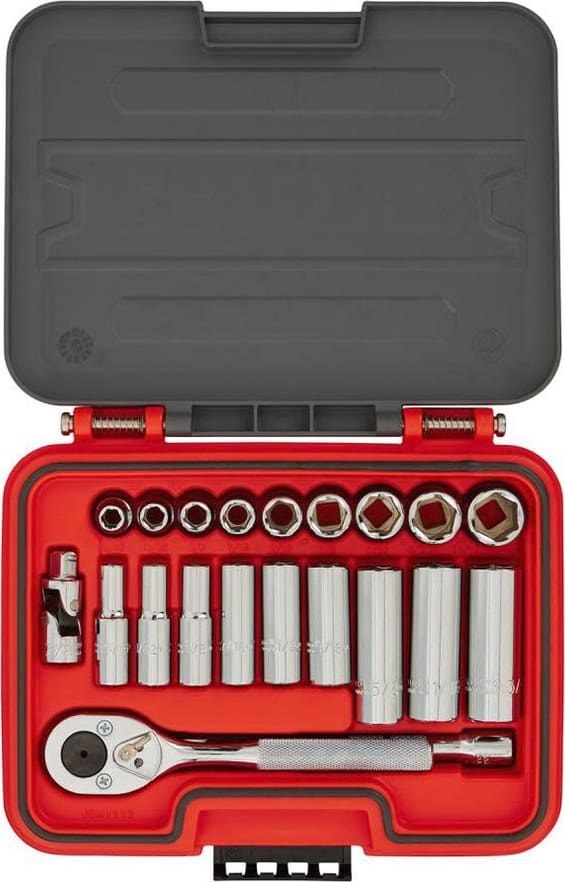 Proto J52121S - Socket Set Container, 3/8in Drive, 5/16 to 3/4 Range, Chrome, 21 Pieces, 6 and 12 Point