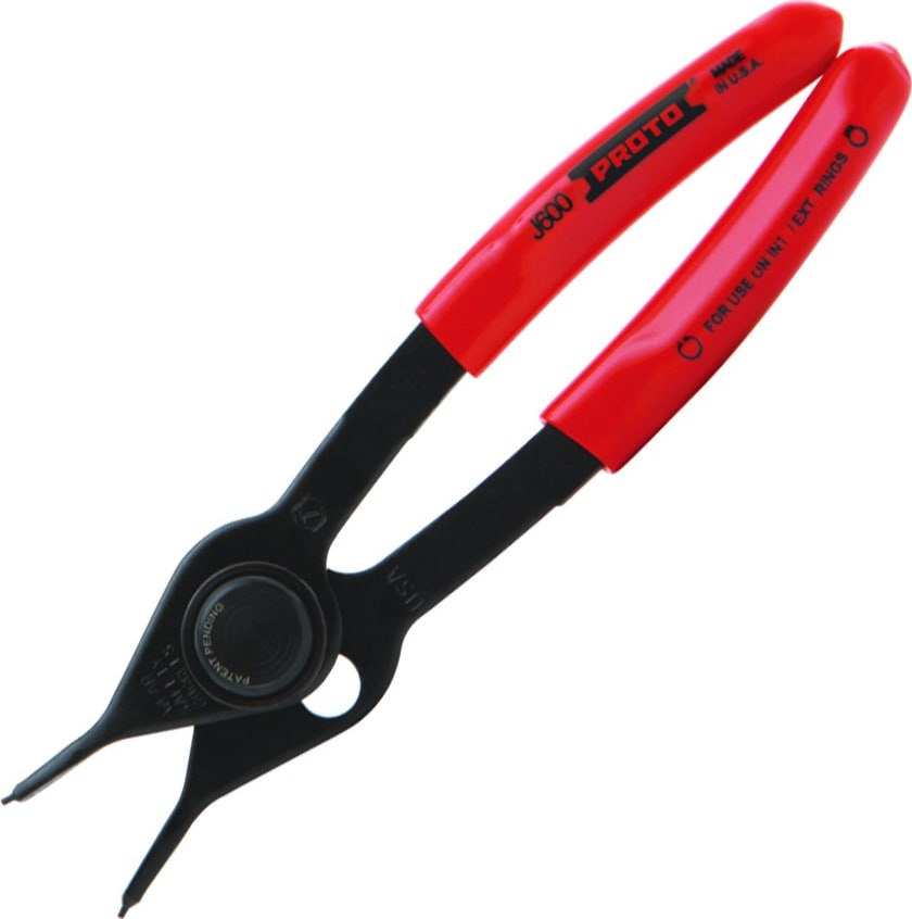 Proto J600 - Pliers, Retaining Ring, Internal-External Convertible, 0deg Tip Angle, Fixed Tips, 1-3/4in