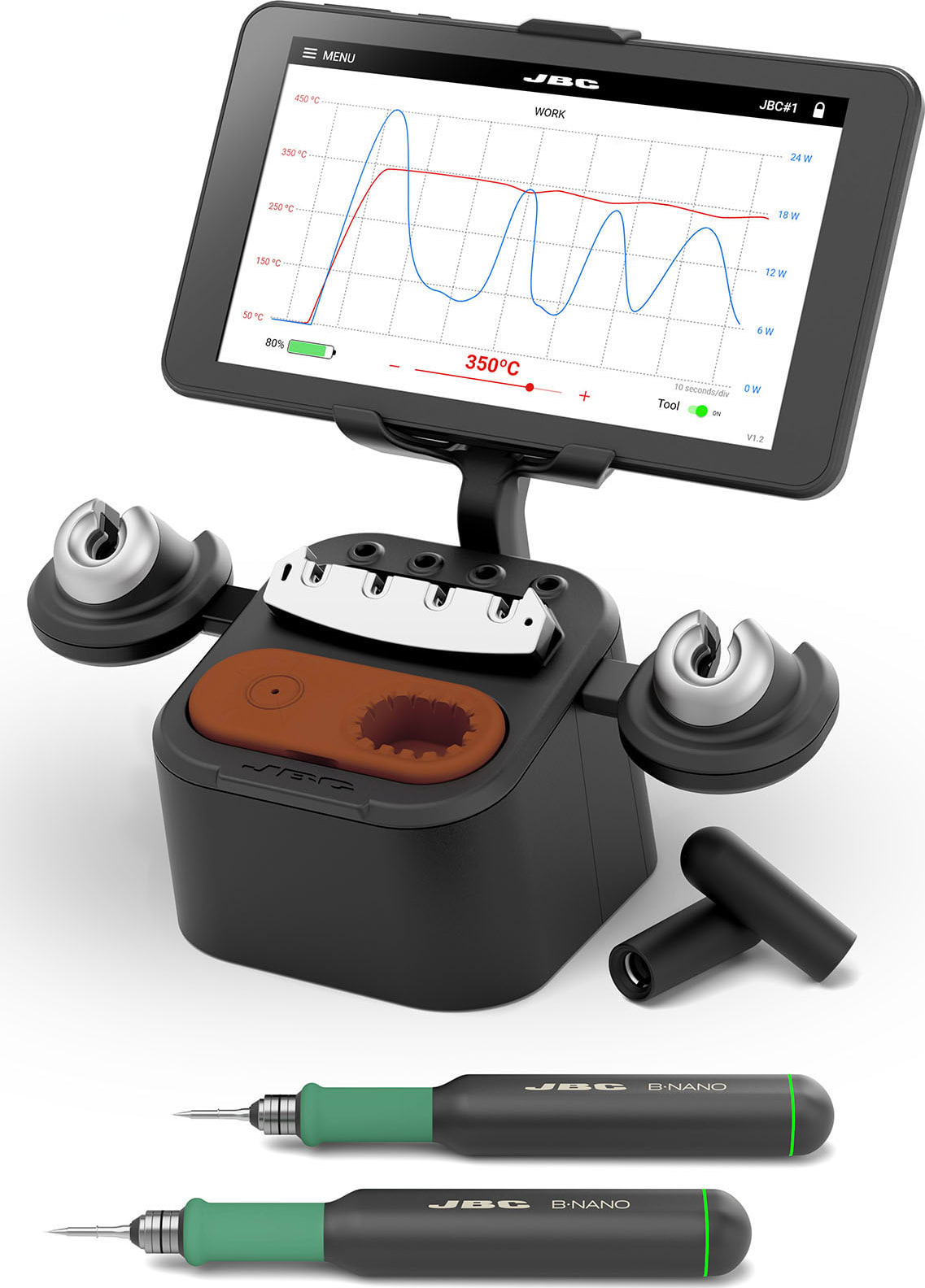 JBC B-IRON DUAL NANO - Battery Powered Nano Soldering Station with Two B-NANO Handles (Part # BINN-5A)
