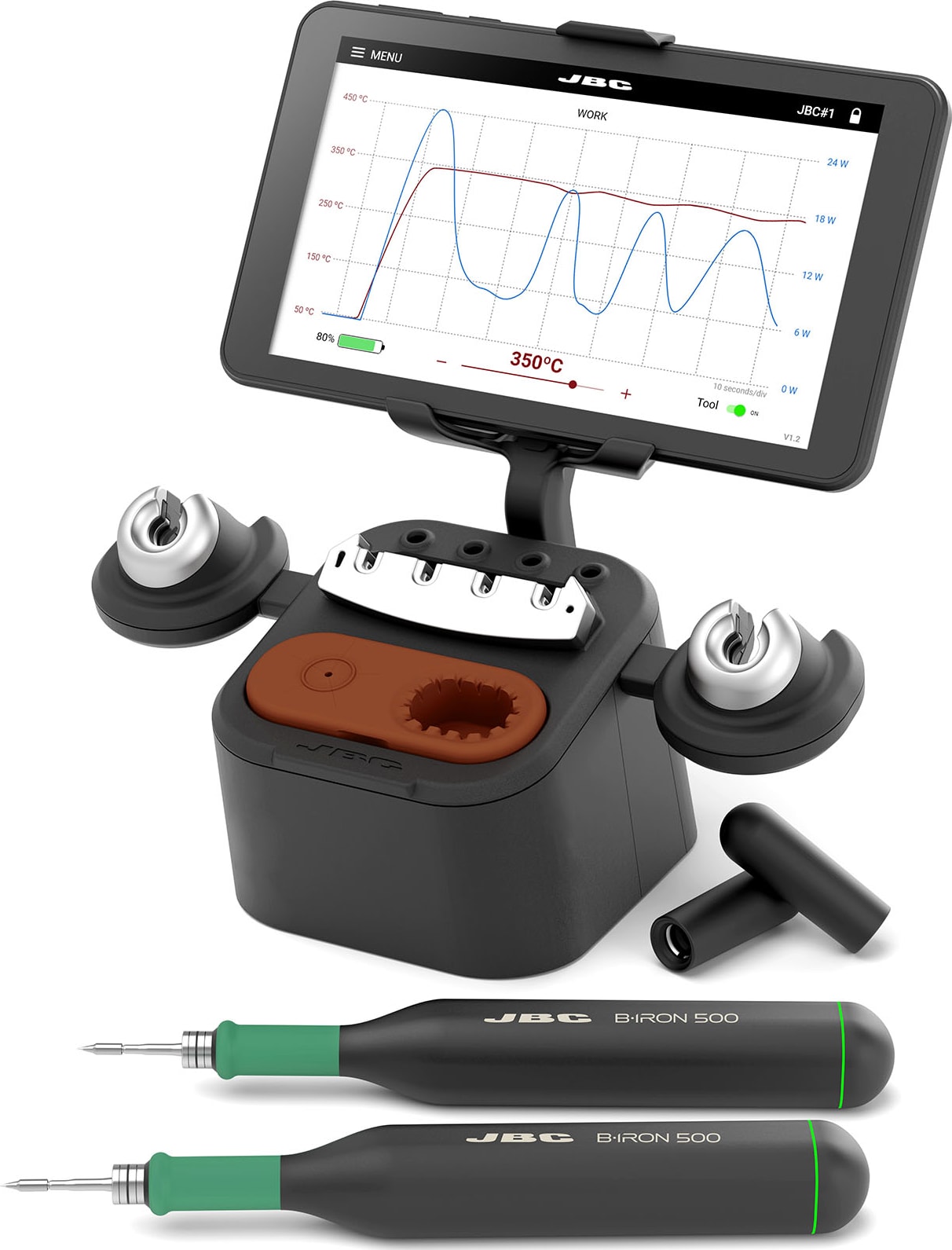 JBC B-IRON 500 DUAL - Soldering Station with Two Battery Powered/Rechargeable Irons (Part# BISS-5A)