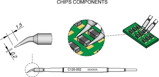 JBC C120002 - Conical Bent Cartridge Ø 0.2