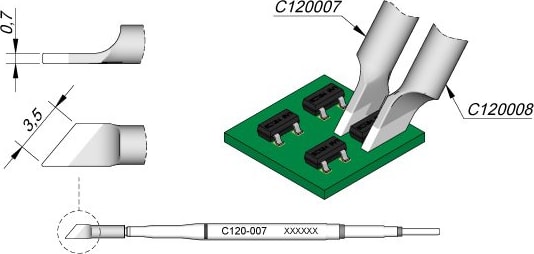 JBC C120007 - Cartridge Dual in Line 3.5mm Right