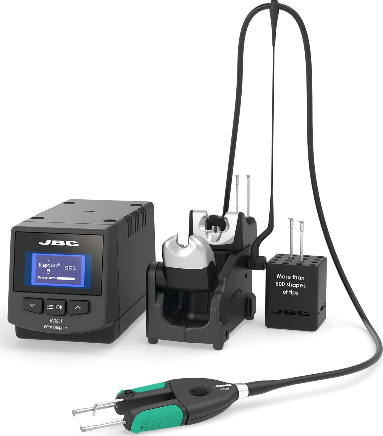 JBC WSS-1B - High Temperature Precision Wire Stripper Station with WS140 Tweezer (40 to 14 AWG)