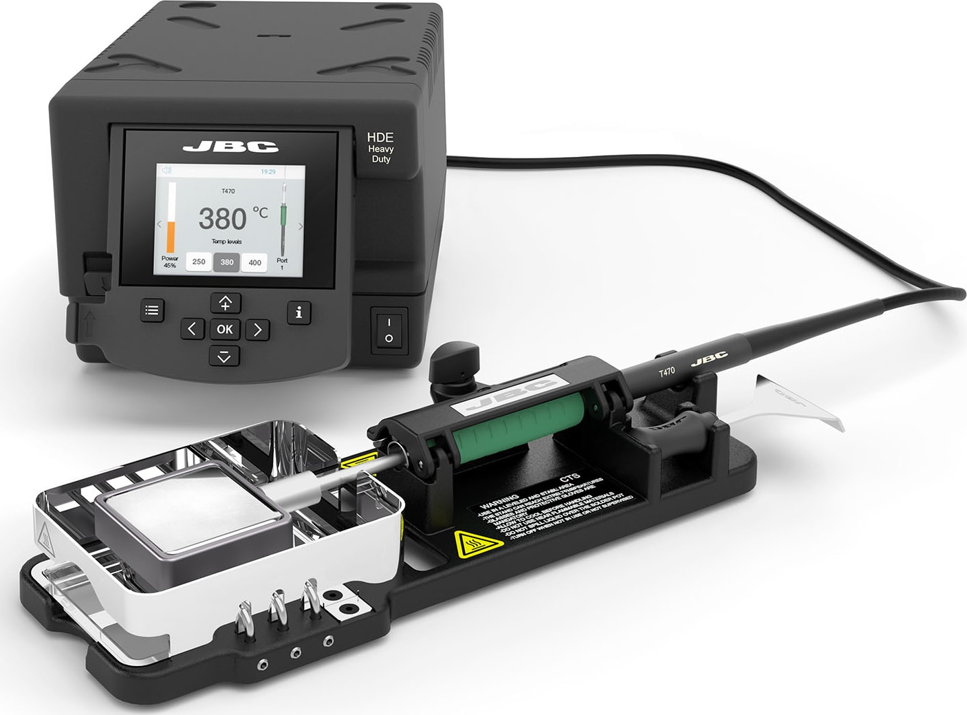 JBC HDCT-2B - HDE Station with T470 Iron, Holder and Solder Pot Tip (230 VOLT VERSION)