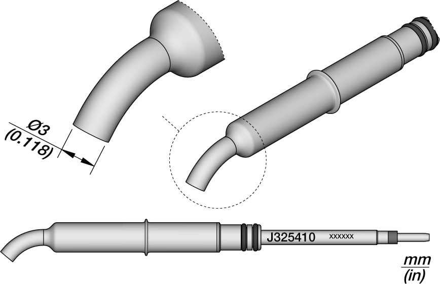 JBC J325410 - Bent Nozzle (3mm) for JNA Hot Air Station