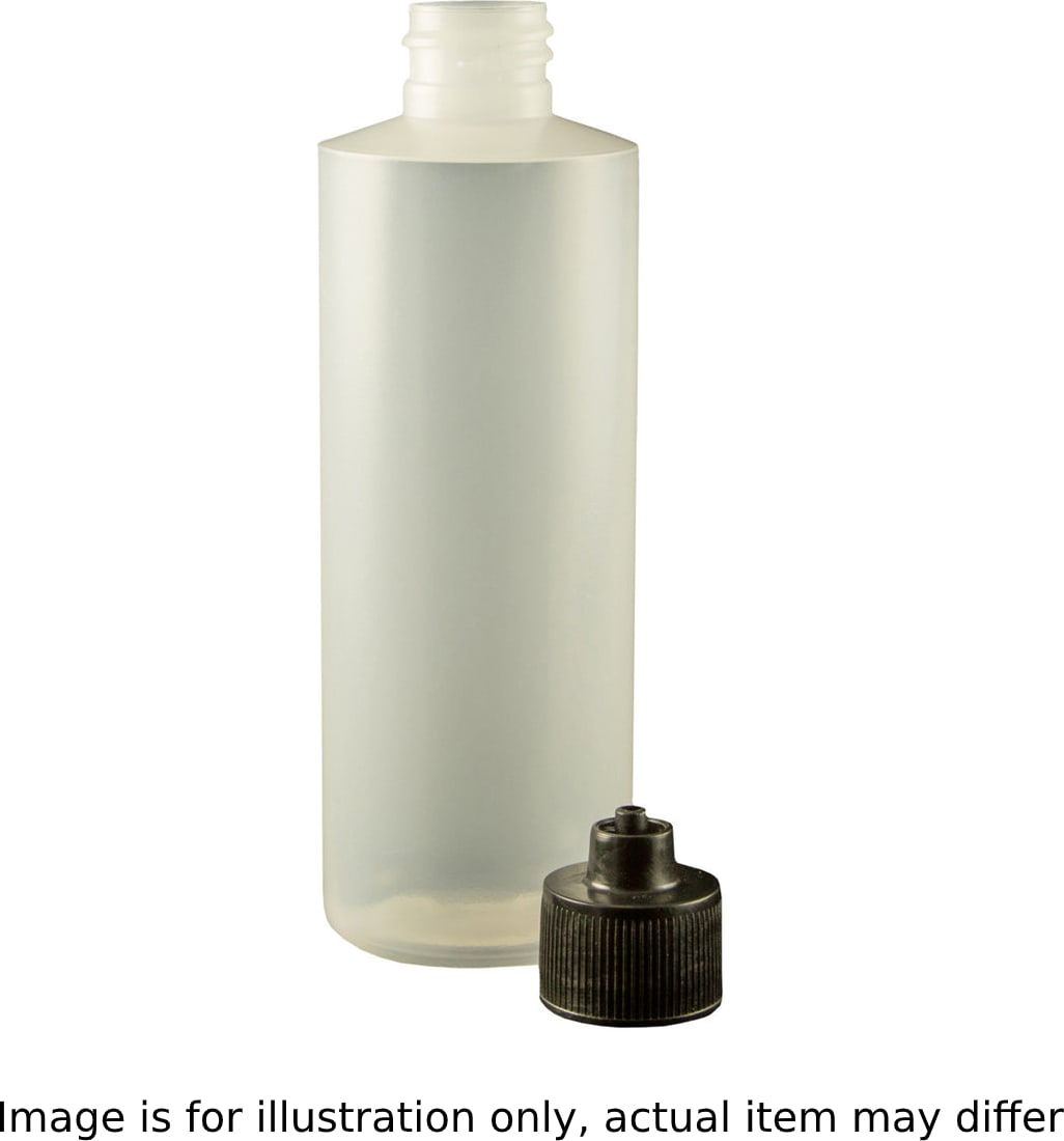 Jensen Global JG8.0BC - 8oz. Cylinder Bottles (HDPE) with Black Luer Lock Cap - Bag of 10