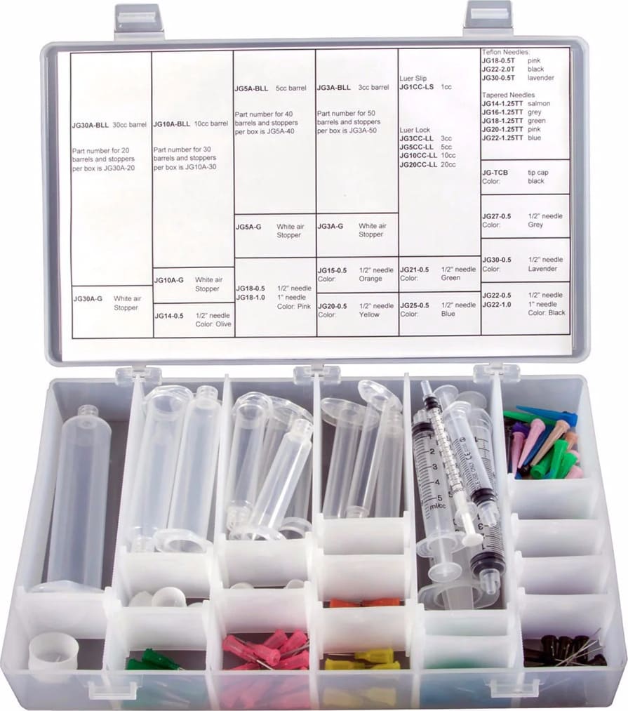 Jensen Global JG120NS - Small 140 Piece IT Series Dispensing Tip Kit with Air/Manual Syringes